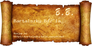 Bartalszky Béla névjegykártya
